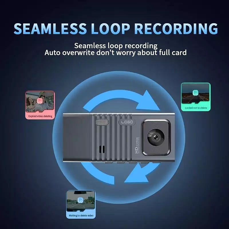 3 Channel Dash Cam Front And Rear Inside 1080P Dash IR Night Vision Loop Recording Car DVR Camera With 3 Inch IPS Screen 3 Cameras Car Dashcam3