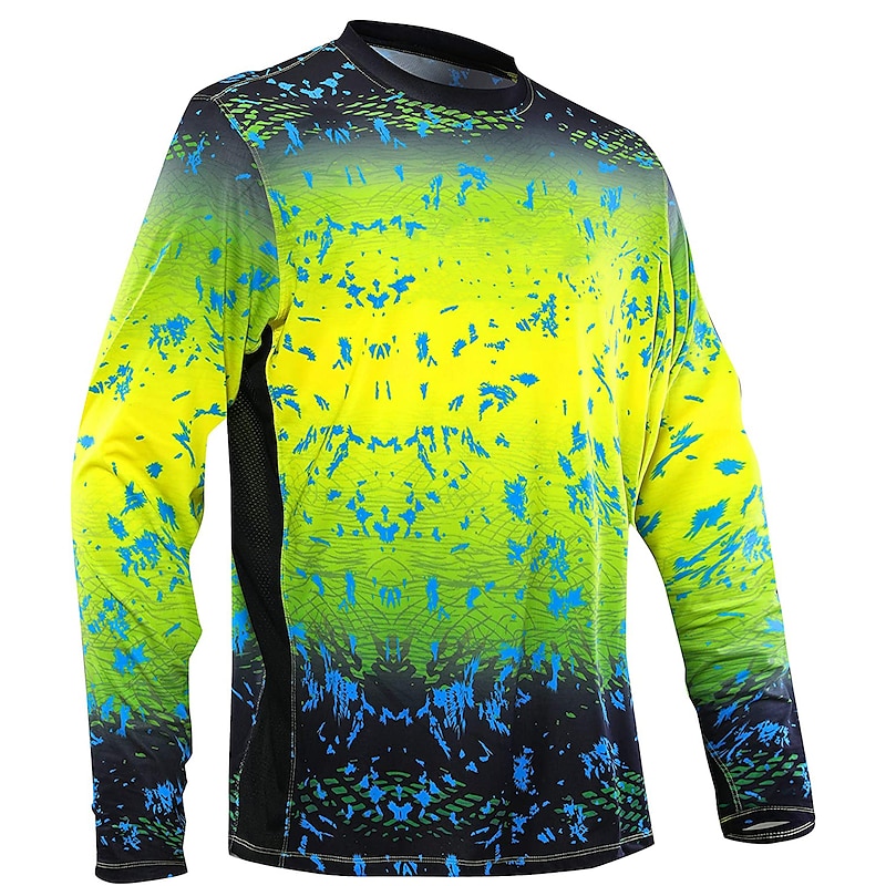 Men's Fishing Shirt Outdoor Long Sleeve UPF50+ UV Protection Breathable Quick Dry Lightweight Top Summer Spring Outdoor Fishing Yellow / Black Dark Gray Green Black4