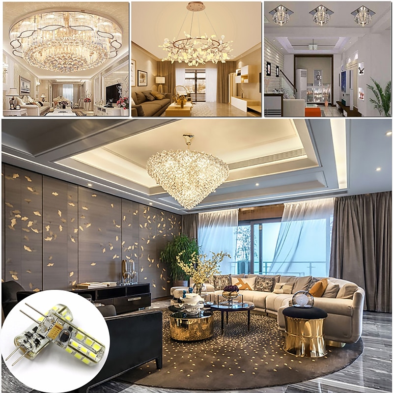 10PCS G4 Bi-pin LED Light Bulb 3W 24LED SMD 2835 Equivalent Halogen Bulb 30W Warm white 3000K Daylight White 6000K 360° Beam Angle Flicker Free DC12V AC220V AC110V4
