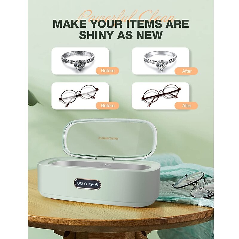 Jewelry Cleaner Ultrasonic Jewelry Cleaner Machine 45 Khz eyeglasses Cleaner for Eyeglasses, Watches, Earrings, Ring, Necklaces, Coins, Razors2