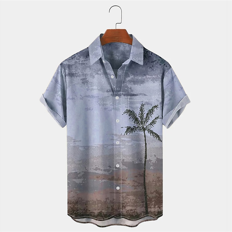 Men's Palm Tree Tropical Plants Shirt Summer Hawaiian Shirt Aloha Shirt Short Sleeves Shirt Turndown Tropical Fashion Hawaiian Outdoor Street Hawaiian Pink Blue Green S M L4