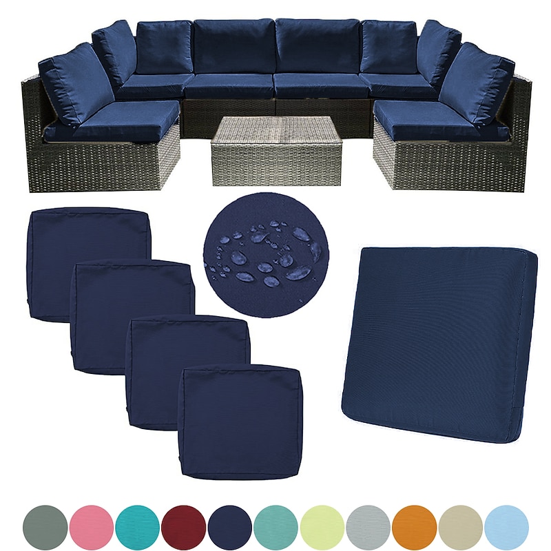 4 pcs Waterproof Seat Cushion Cover Outdoor Patio Garden Striped Water-Resistant Simple Square Zipper Traditional Classic Solid Color