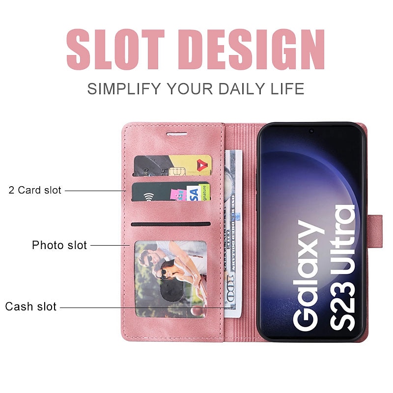 Phone Case For Samsung Galaxy S25 S24 S23 S22 S21 FE S21 Ultra Plus A12 A32 Wallet Case Wallet Full Body Protective Anti-Scratch Solid Colored TPU PU Leather3