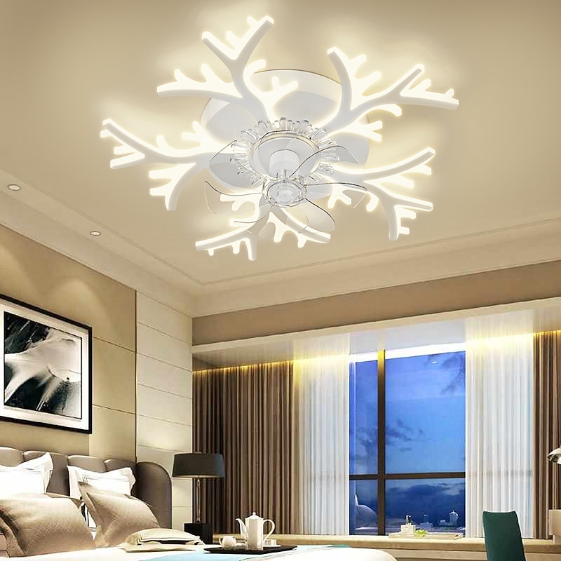 LED Ceiling Fans Dimmable with Remote Contral Flower Design Flush Mount Ceiling Lamp Acrylic Lampshade Chandelier Bedroom Living Room4