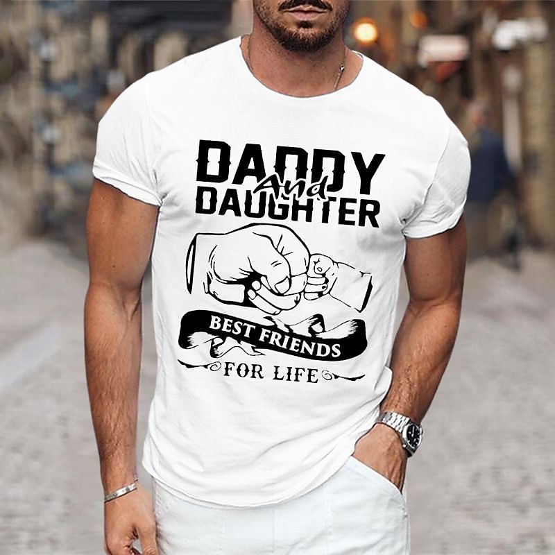 Men's Graphic Prints Daddy Family T Shirt Graphic Tee Cotton Short Sleeves Graphic Shirt Black White Yellow Comfortable Tee Vacation Street Fashion Designer Clothing