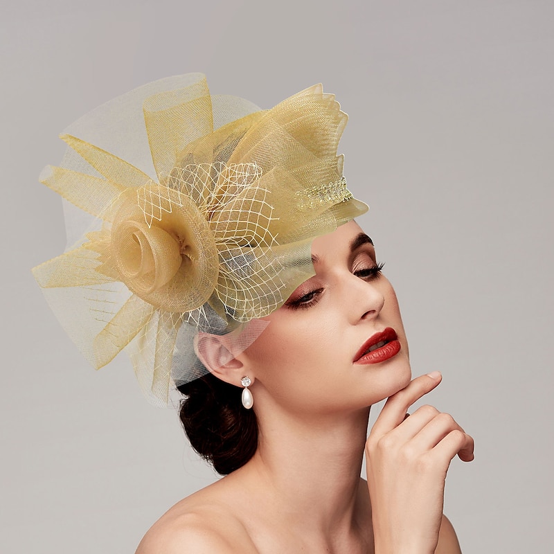 Fascinators Kentucky Derby Hat Headwear Feathers Net Bucket Hat Wedding Special Occasion Ladies Day Melbourne Cup Cocktail With Bows Cap Headpiece Headwear3