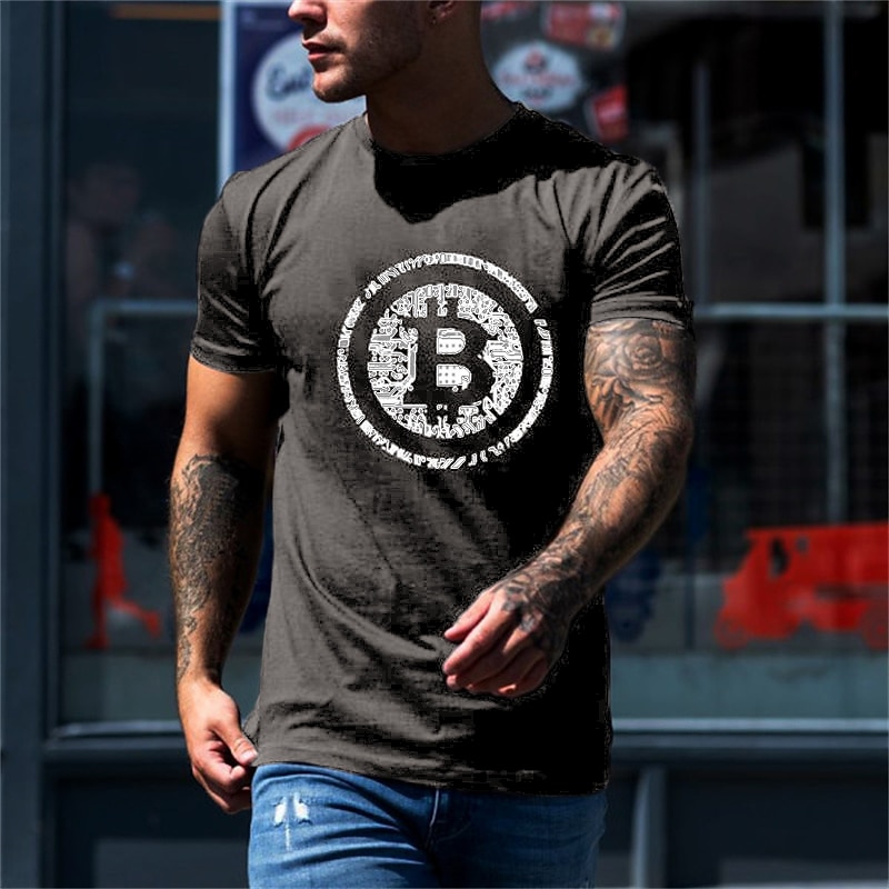 Men's Bitcoin T Shirt Casual Style 100% Cotton Short Sleeve Graphic Shirt Wine Black White Comfortable Tee Vacation Casual Fashion Designer Clothing3