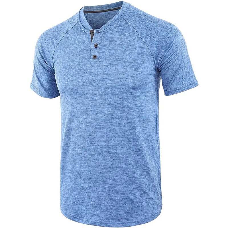 Men's Button T Shirt Henley Shirt Tee Top Short Sleeves Henley Summer Plain Designer Basic Modern Contemporary Vacation Street Going out Light Blue Pink Blue Top Tee for Men3