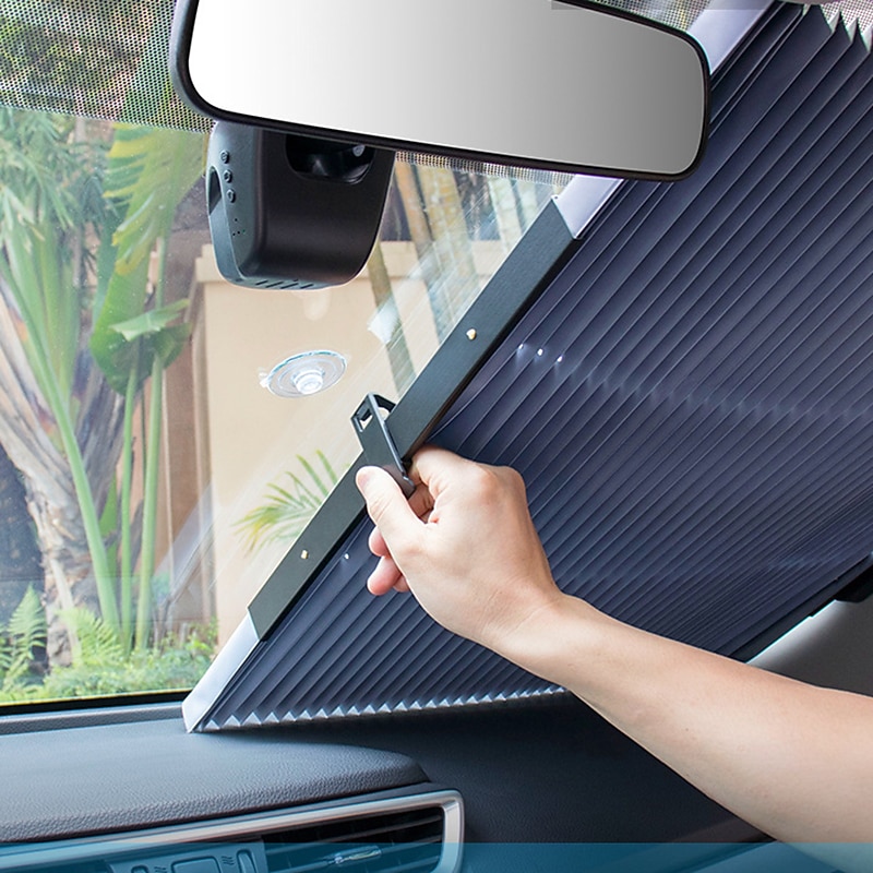 1 PCS Car Sun Shade Windshield Retractable Easy to Enstall For universal Windshield Sun Sun Protection Glare Polyvinyl Chloride 46/65/70/80 cm
