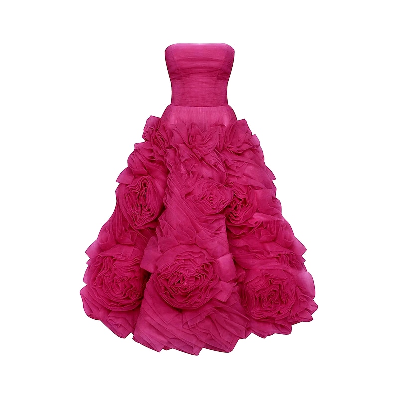 Beach Wedding A-Line Prom Dresses Floral Dress Wedding Guest Quinceanera Ankle Length Sleeveless Strapless Tulle Backless with Ruched4