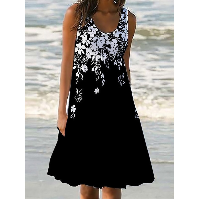 Women's Mini Dress Petite Dress Sundress Shift Dress Tank Dress Active Tropical Fashion Outdoor Vacation Going out Regular Fit Floral Sleeveless U Neck Pink Blue Purple Green Summer Spring3