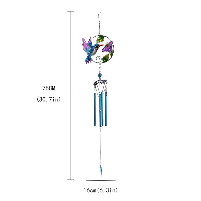 1pc Kingfisher Glass Painted Wind Chime Outdoor Handicraft Hanging Ornament For Window Balcony Garden Decor 16x78cm/6.3''x30.7''2