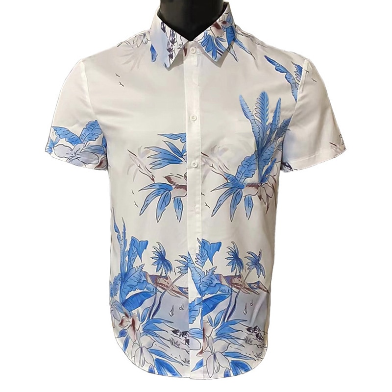 Men's Coconut Tree Tropical Plants Summer Shirt Casual Shirt Beach Shirt Short Sleeve Shirt Turndown Tropical Hawaiian Comfort Vacation Street Hawaiian White Pink Green S M L3