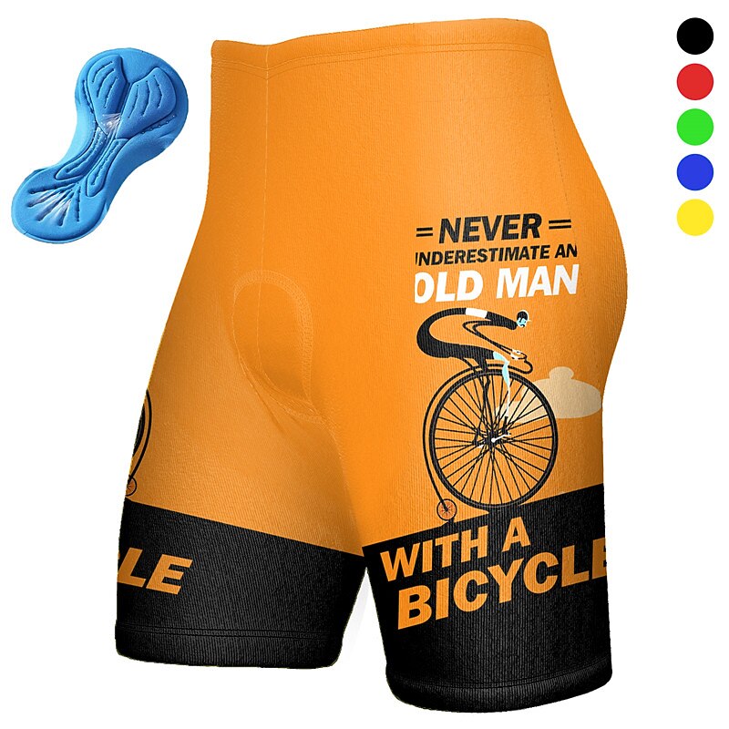 Men's Graphic Letter & Number Cycling Shorts Bike Padded Shorts / Chamois Bottoms Mountain Bike MTB Road Bike Cycling Sports 3D Pad Cycling Quick Dry Moisture Wicking Yellow Pink Spandex Clothing