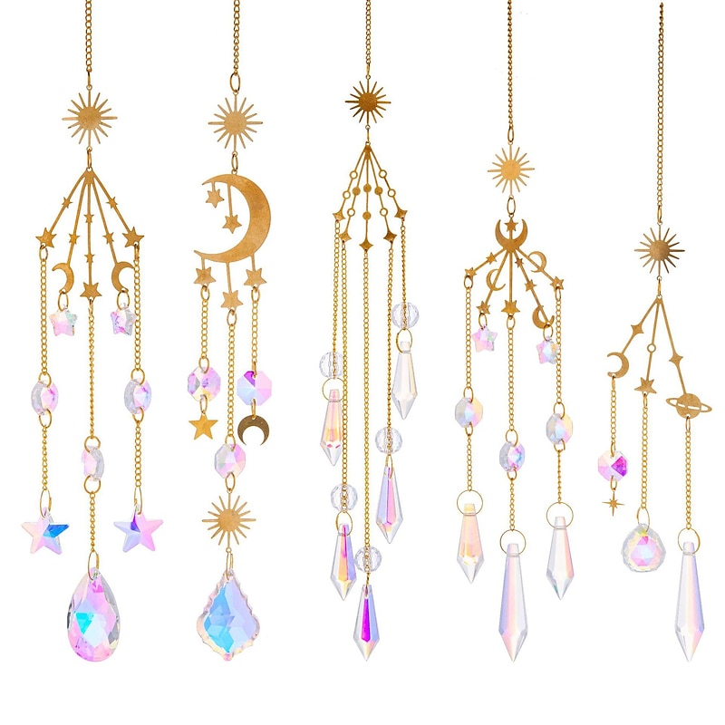 Suncatcher Crystal Wind Chimes -Sun Catchers Indoor Window Teardrop Crystal Beads Prism Sun Catcher Garden Outdoor Home Decorations Hanging Decor for Ceiling Kitchen Light Catcher2