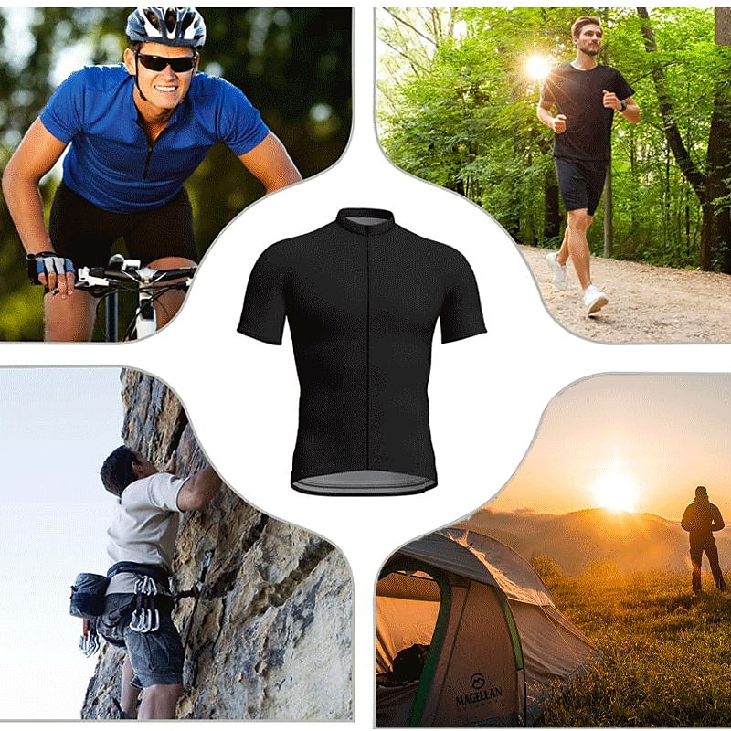 Arsuxeo Men's Long Sleeve Cycling Jersey Downhill Jersey 4 pockets Summer Polyester Green White Dark Gray Solid Color Bike Jersey Mountain Bike MTB Road Bike Breathable Quick Dry Reflective Strips3