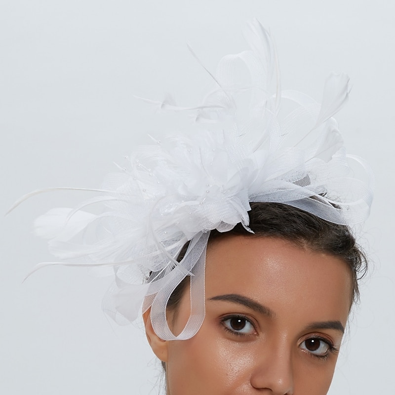 Fascinators Tulle Kentucky Derby Horse Race Cocktail Royal Astcot Retro Elegant With Feather Headpiece Headwear3