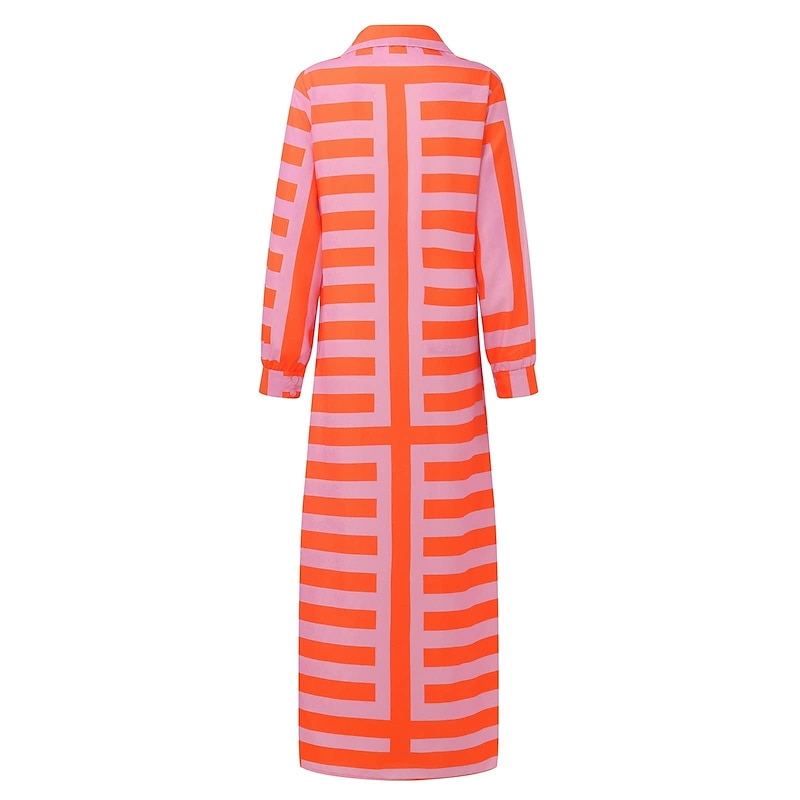Women's Shirt Dress Bodycon Wrap Dress Maxi long Dress Outdoor Daily Fashion Boho Shirt Collar Ruched Split Long Sleeve Summer Fall Spring 2023 Regular Fit Purple Orange Green3