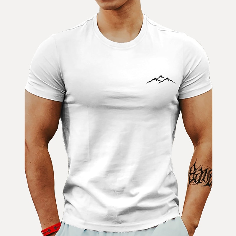 Men's Plus Size Big Tall T shirt Tee Tee Crewneck White Short Sleeves Outdoor Going out Print Graphic Prints Clothing Apparel Cotton Blend Streetwear Stylish Casual