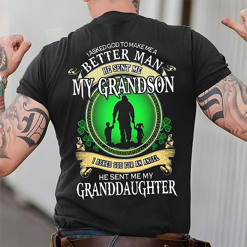 Men's Grandfather T-Shirt: 'Better Man, Grandson, Angel, Granddaughter' Family Love Graphic Tee4