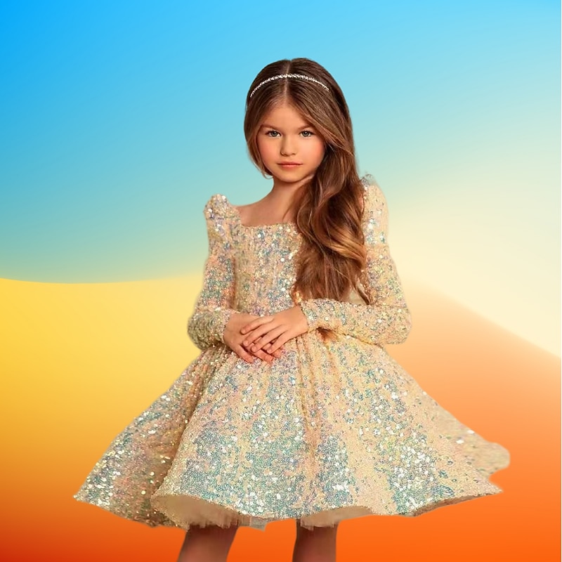 Toddler Girls' Party Dress Sequin Short Sleeve Performance Mesh Cute Princess Polyester Above Knee Sheath Dress Tulle Dress Summer Spring Fall 3-7 Years Red2