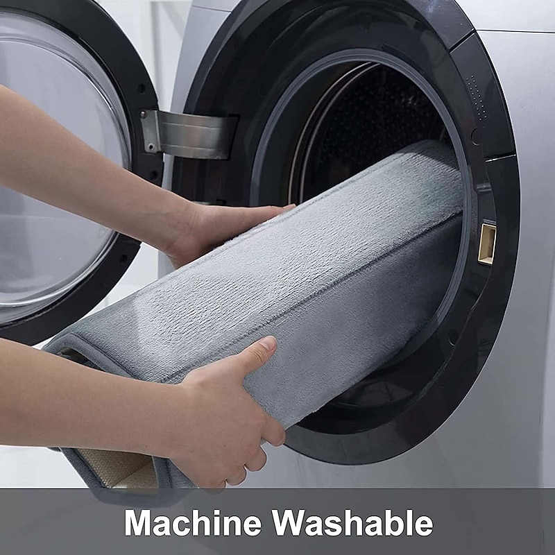 Memory Foam Bath Mat Non-slip Contour Toilet Bath Rug, U-Shaped Non Slip Absorbent Thick Soft Washable Bathroom Rugs, Floor Carpet Bath Mat for Bathroom Sink Toilet 50*60CM (20" x 24")4