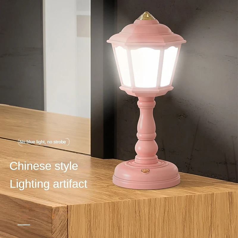Chargable LED Light Lighthouse Shape Mini Retro Eye-Protection Table Night Lamp Led Desk Lamp For Home Bed Side 3 Color Dimmable