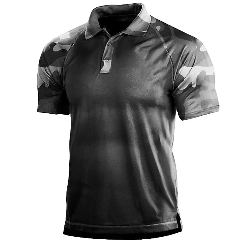 Men's Character Polo Shirts Golf Shirt Short Sleeves Shirt Turndown Outdoor Street 3D Print Dark Grey + Army Green Army Green Blue Green Gray Print Clothing Apparel Fashion Casual Breathable2