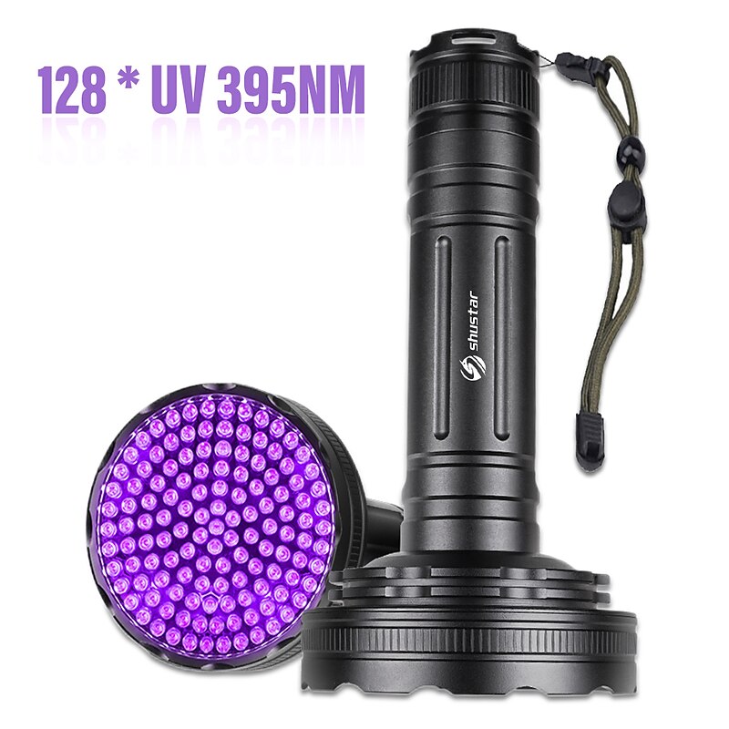 UV Flashlight Ultra Violet Torch Blacklight with 128 LEDs 395nm Detector for Dog Urine Pet Stains and Bed Bug2