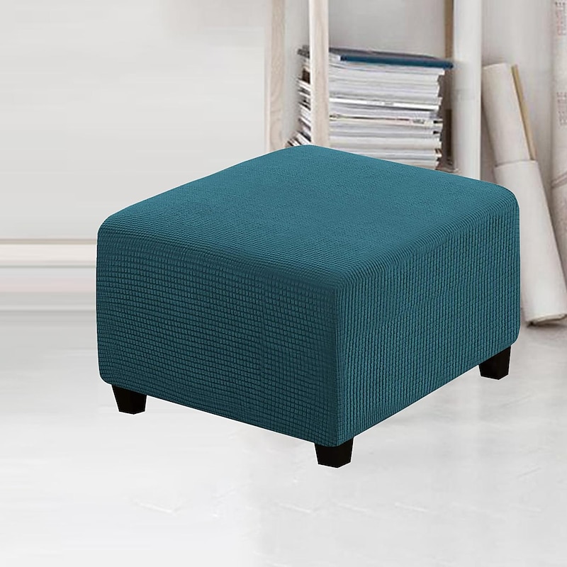 Stretch Ottoman Cover Square Ottoman Slipcovers Furniture Protector Folding Storage Stool Furniture Protector Soft Slipcover with Elastic Bottom