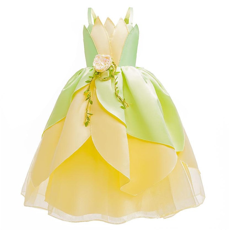 Tinker Bell Fairytale Princess Tiana Flower Girl Dress Theme Party Costume Tulle Dresses Active Sweet Movie Cosplay for Girls' Kid's Wedding Wedding Guest4