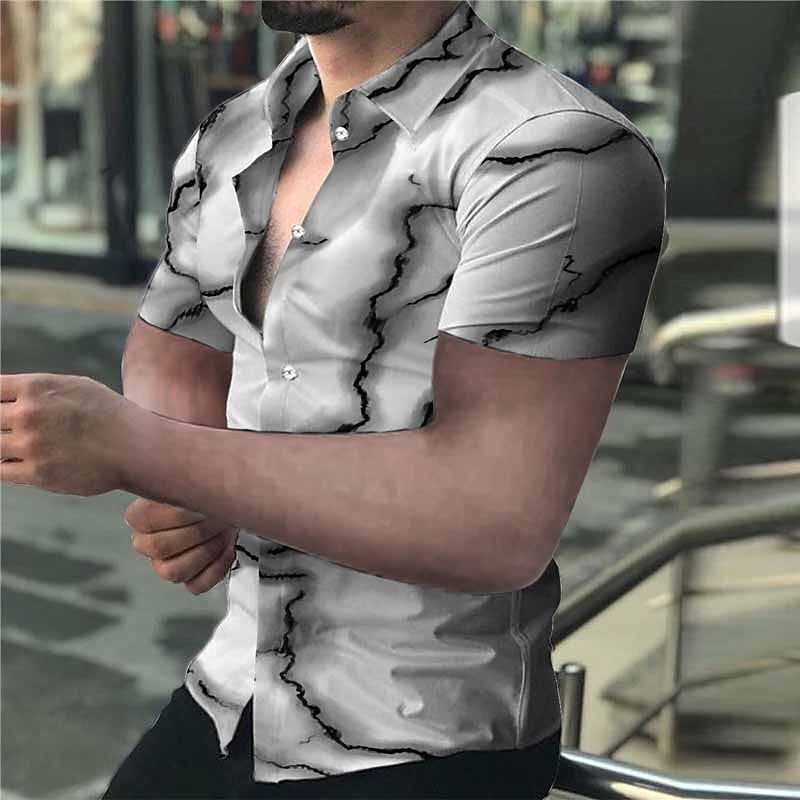 Men's Abstract Crack Shirt Button Up Shirt Short Sleeve Fashion Streetwear Designer Outdoor Street Daily Summer Spring Turndown Print Black White Yellow Red Blue2
