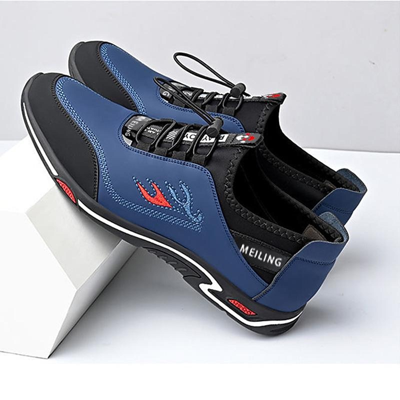 Men's Sporty Blue & Black Sneakers - Durable Outdoor Shoes with Quick Lace System, Ideal for Hiking and Casual Wear2