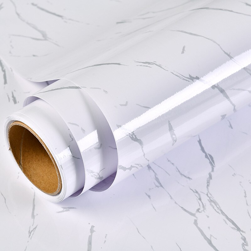 Cool Wallpapers 1 Roll White Black Marble, Oilproof High Temperature Resistant Peel And Stick, Waterproof, Easily Removable Self-Adhesive Film Covering Kitchen Countertop Cabinet Shelf Liner - Main Image