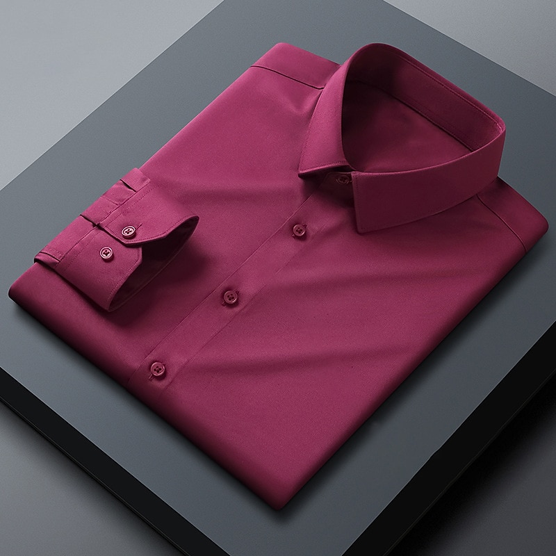 Men's Shirt Dress Shirt Plain Wedding Office & Career Black White Wine Blue Long Sleeve Turndown Spring &  Fall Clothing Apparel Basic