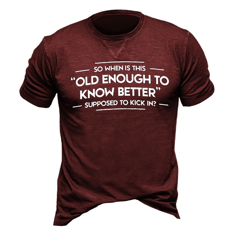 Men's Letter Graphic Prints T Shirt Casual Style Cotton Short Sleeves Graphic Shirt Black Burgundy Dark Navy Comfortable Tee Vacation Street Fashion Designer Clothing4