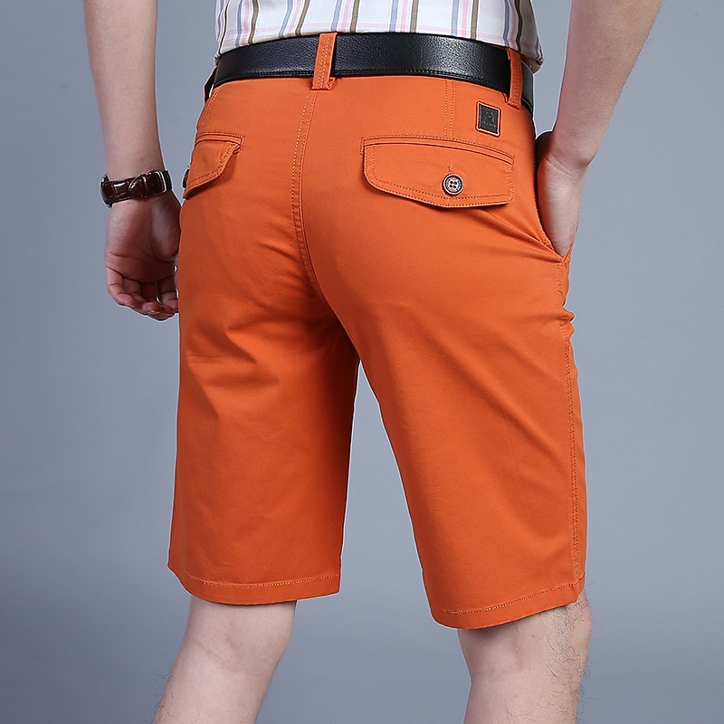 Men's Shorts Chino Shorts Bermuda shorts Pocket Plain Comfort Breathable Outdoor Daily Going out Cotton Blend Fashion Streetwear Army Green Orange4