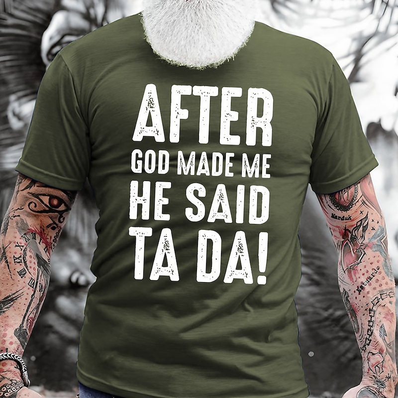 Men's Quotes & Sayings T Shirt Graphic Tee Cotton Short Sleeve Graphic Shirt Apricot Black Blue Comfortable Tee Vacation Daily Wear Fashion Designer Clothing