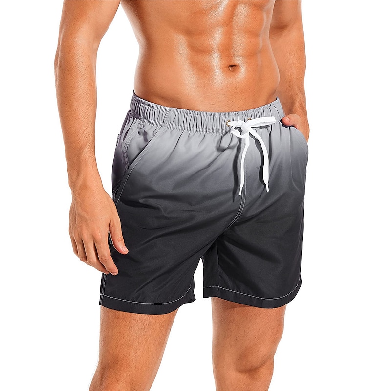 Men's Board Shorts Swim Shorts Swim Trunks Drawstring with Mesh lining Elastic Waist Gradient Quick Dry Short Casual Daily Holiday Hawaiian Boho Black Pink Micro-elastic 8
