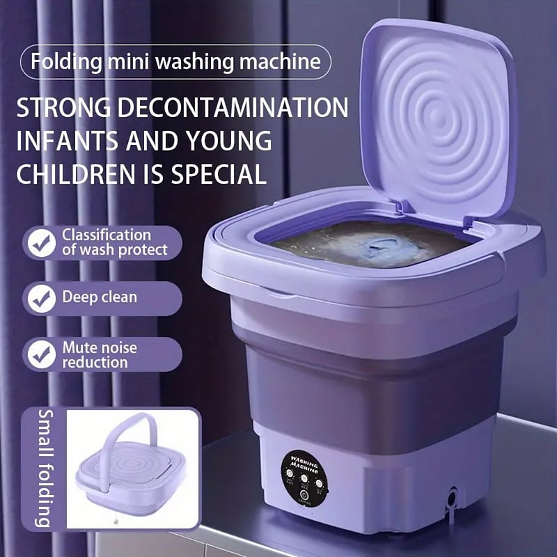 Folding Washing Machine, Mini Portable Washing Machine, Suitable For Camping, RV, Travel, Underwear Bra Socks Washing Machine, Suitable For Home Use, 8L Large Capacity US plug2