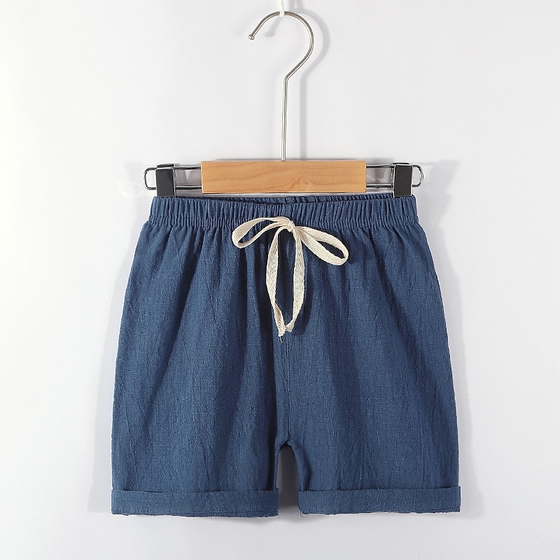 Kids Boys Shorts Solid Color Comfort Shorts School Linen Adorable Daily HTX- dark blue HTX-Green HTX-brick red Mid Waist4