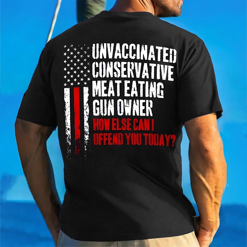 Veterans Day Men's Patriot Patriotic Veteran Graphic Prints Letter Print National Flag T shirt Graphic Tee 100% Cotton Short Sleeves Graphic Shirt Wine Black Red Comfortable Tee Street Vacation3