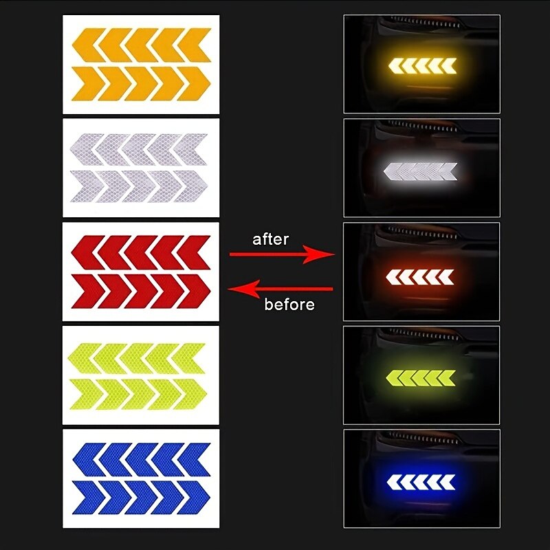 10pcs/set Car Auto Assorted Colors Sticker Self Adhesive Reflective Arrow Sign Tape3