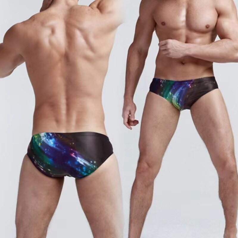 Men's 1pcs Swim Briefs Swimwear Basic 85% Polyester 15% Spandex Dropped Blue red Pink2