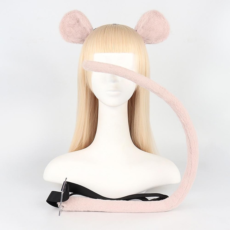 Handmade Simulated mouse Headband and Faux Fur Tail for Halloween Cosplay Party Costume Accessories