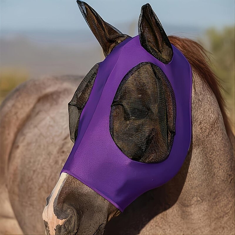 Breathable Horse Fly Mask With Ear, Mosquito Protection Mask, Horseback Riding Equestrian Equipment3