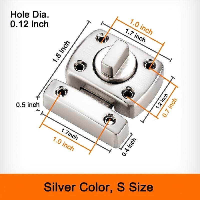 Home Security Door Lock Rotate Bolt Latch Gate Latches Door Slide Lock Twist Rotating Barrel Lock For  Bathroom Toilet Door Lock Catch Latch Bolt4