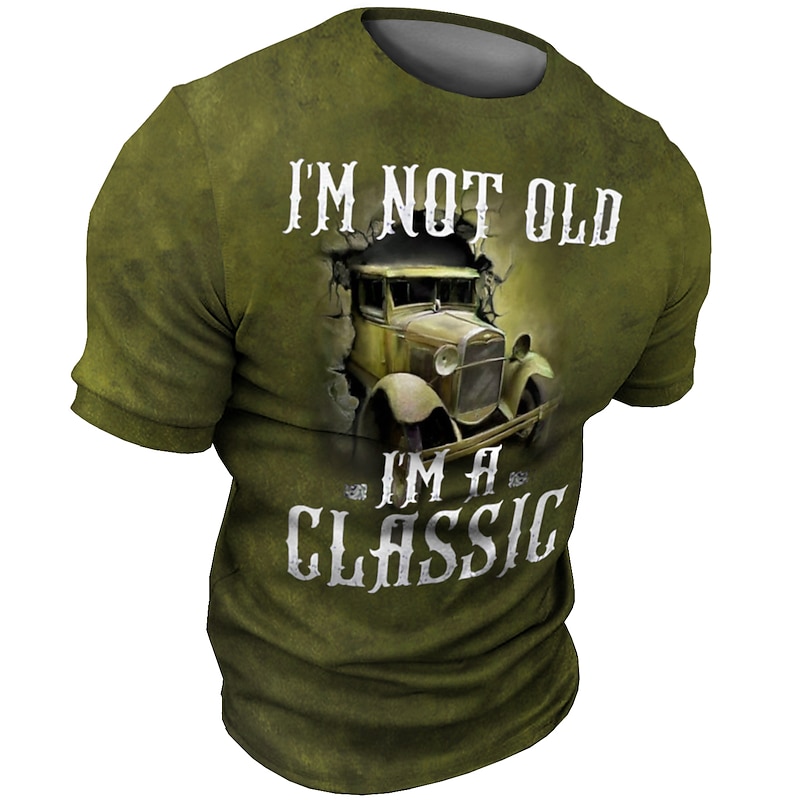 Funny Men's T-Shirt: 'I'm Not Old I'm A Classic' Car Graphic, Short Sleeve Top3