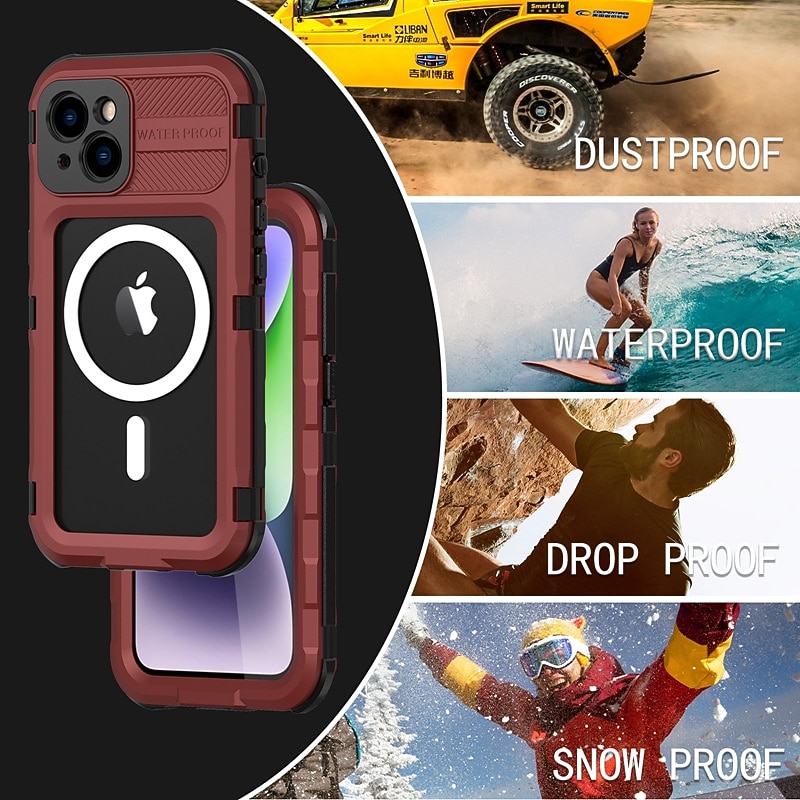 Phone Case For iPhone 17 Pro Max 17 Air 16 15 14 Pro Max Plus 13 Pro Max Heavy Duty Waterproof Case With Magsafe Full Body Protective Support Wireless Charging with Wrist Strap Aluminum Alloy PC3