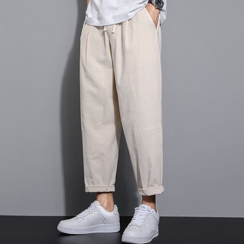 Men's Linen Pants Trousers Summer Pants Pocket Plain Comfort Breathable Outdoor Daily Going out Linen / Cotton Blend Fashion Streetwear Black Green